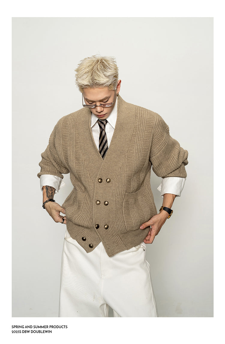 Loose Double-Breasted Cardigan