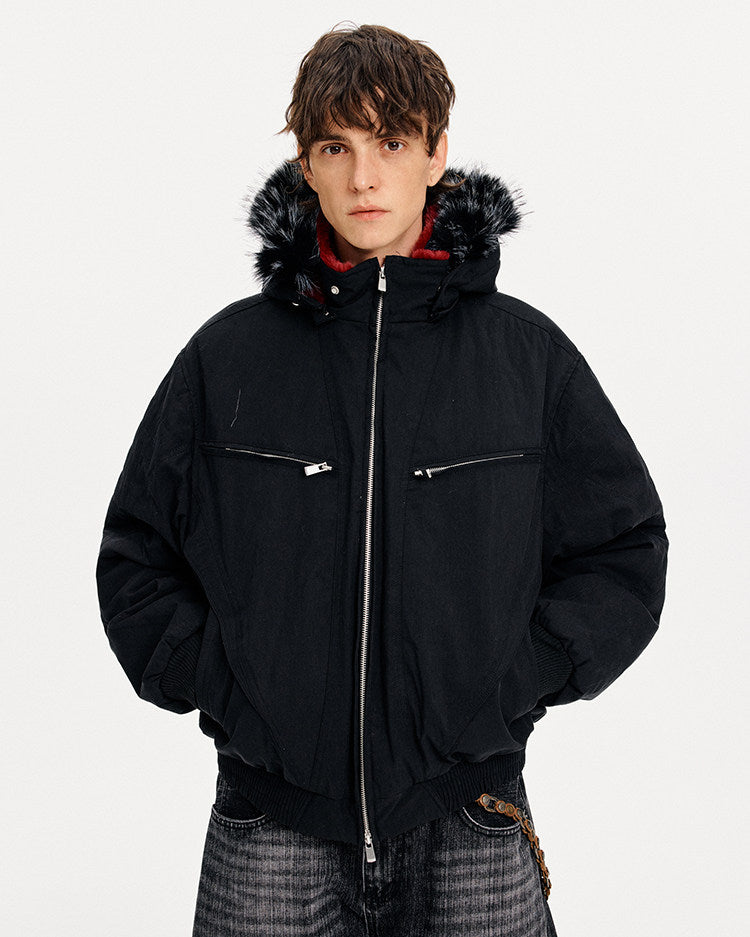 Detachable Hood White Duck Down Jacket