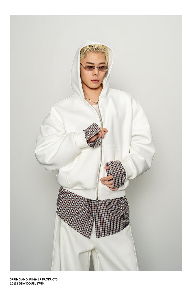 Contrast Color Fake Two-Piece Sweatshirt