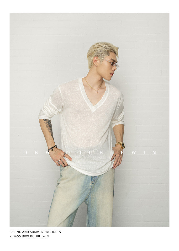 Breathable V-neck T-shirt