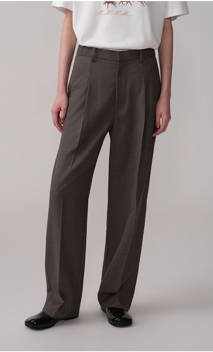 Pleated Oak Waist Casual Pants