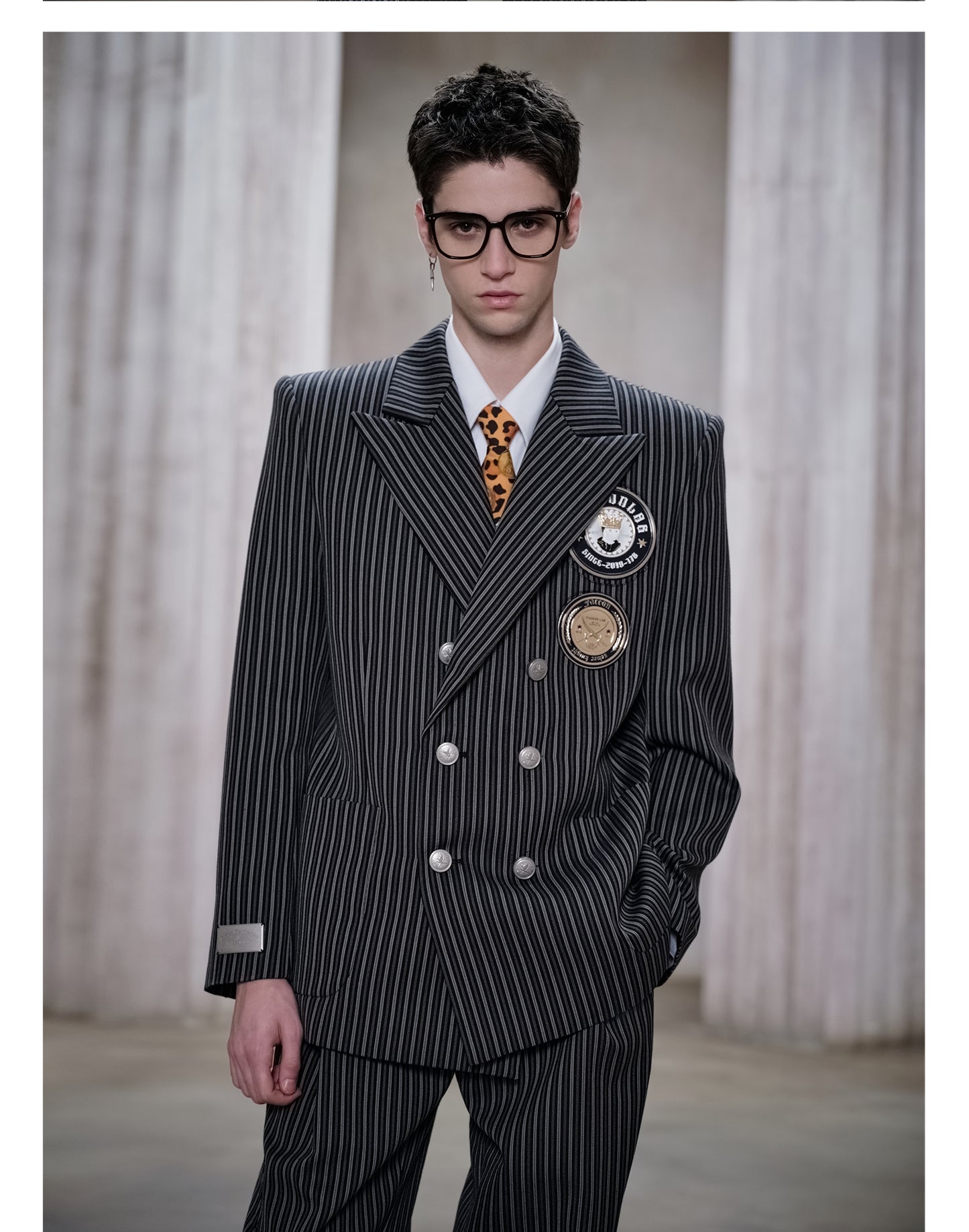 Striped Double-Breasted Jacket