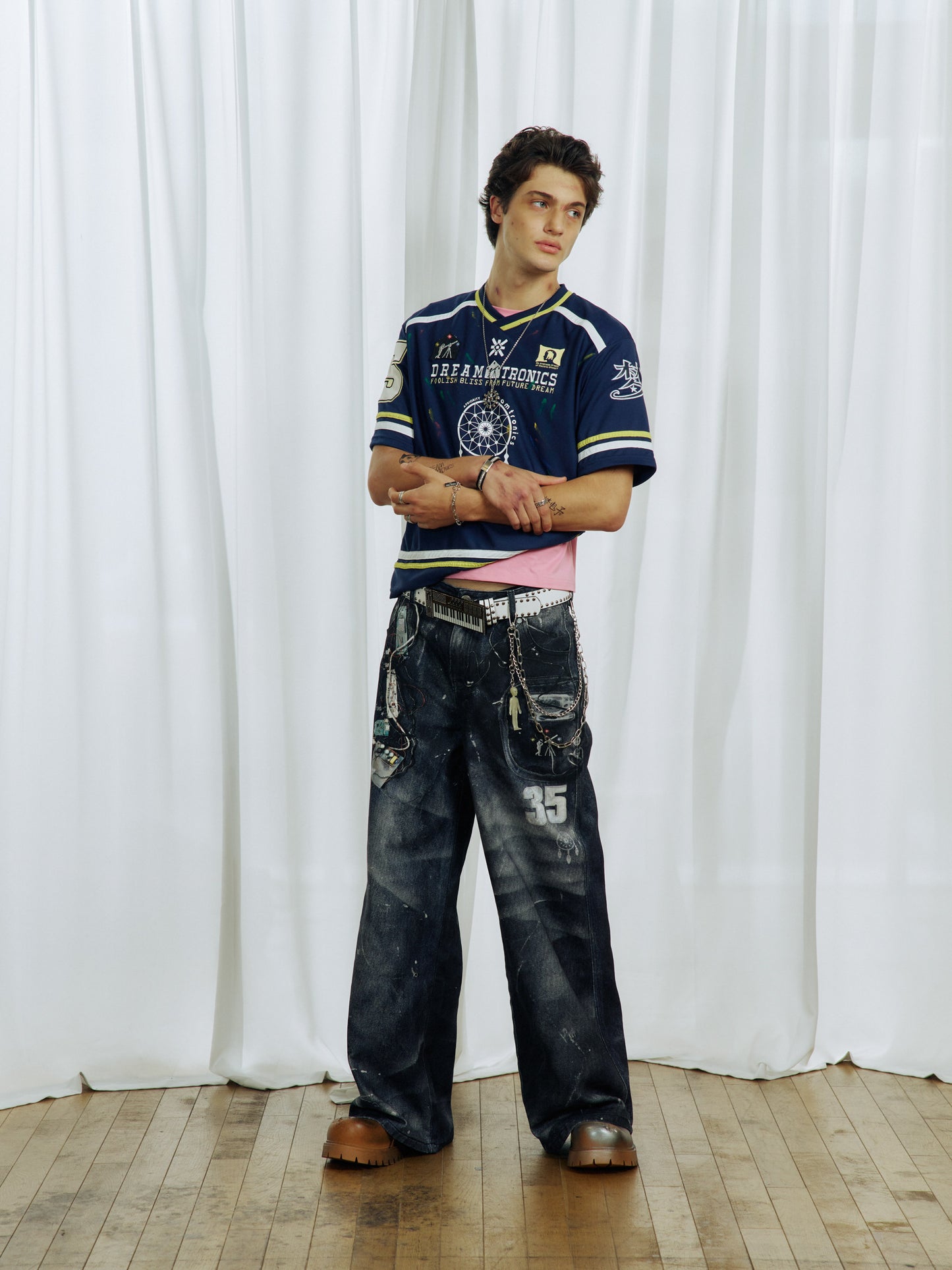 Splash Ink Straight-Fit Denim Pants