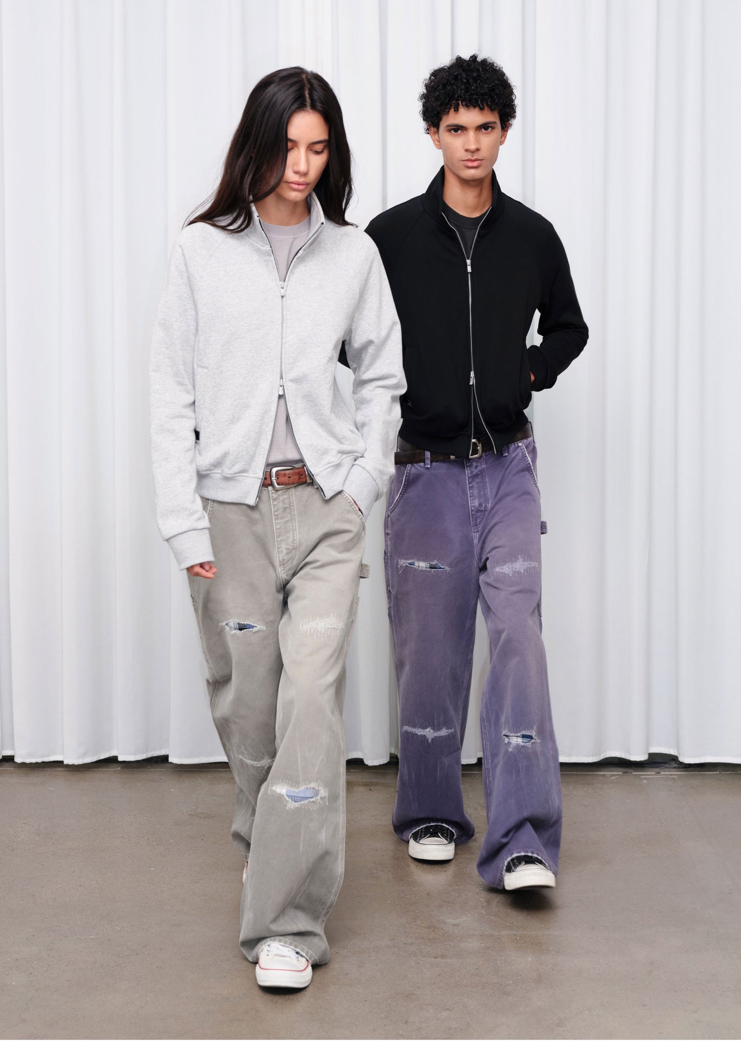 Patchwork Distressed Embroidery Remade Work Pants