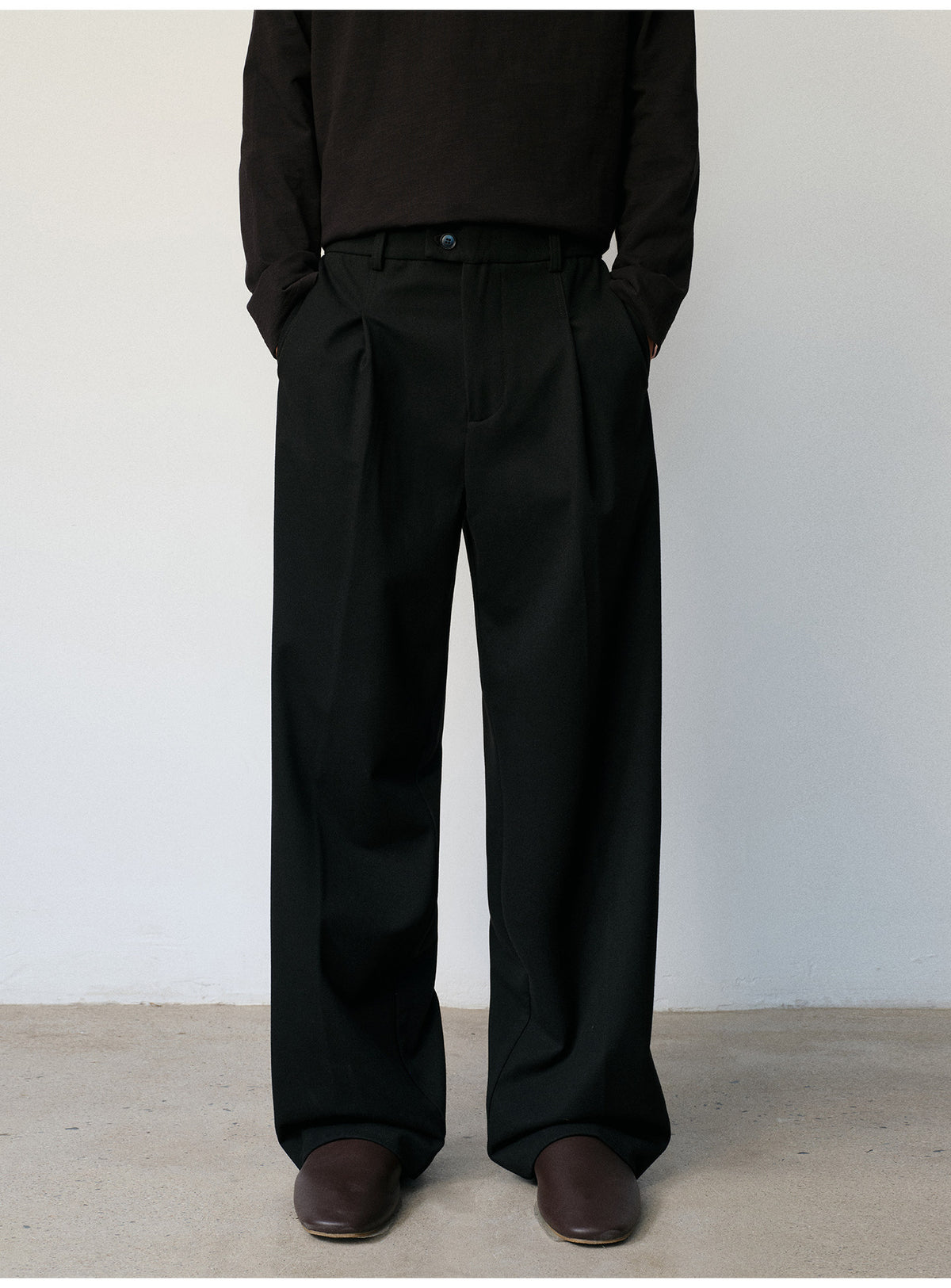 Wool-Blend Straight-Leg Pants
