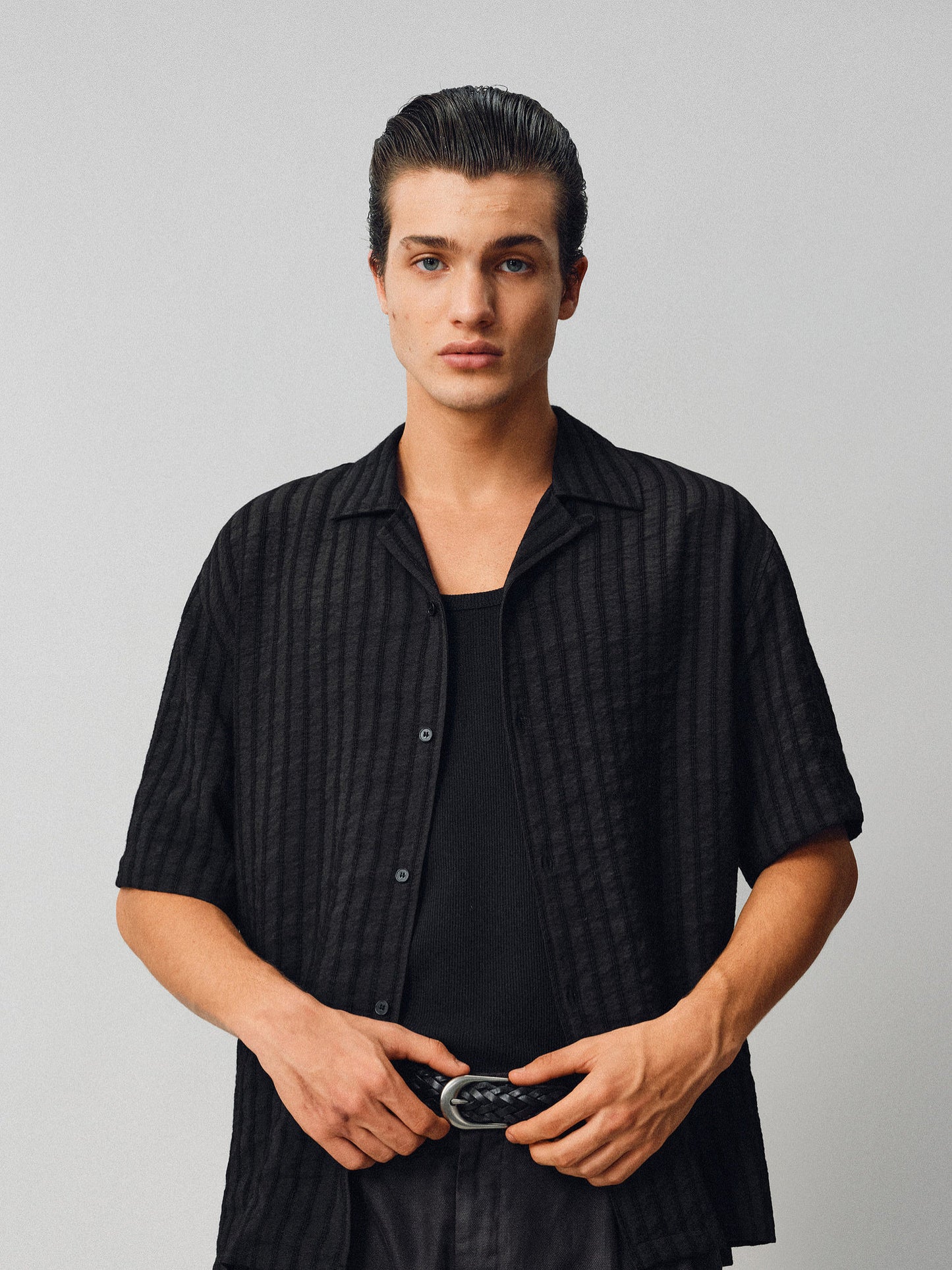 Jacquard Linen Striped Shirt