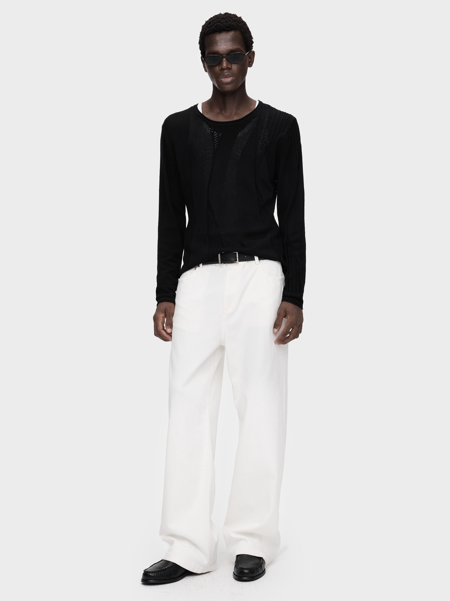 Round-Neck Rolled-Edge Knit Shirt