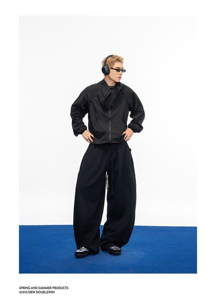 Casual Wide-Leg Sweatpants with Drawstring