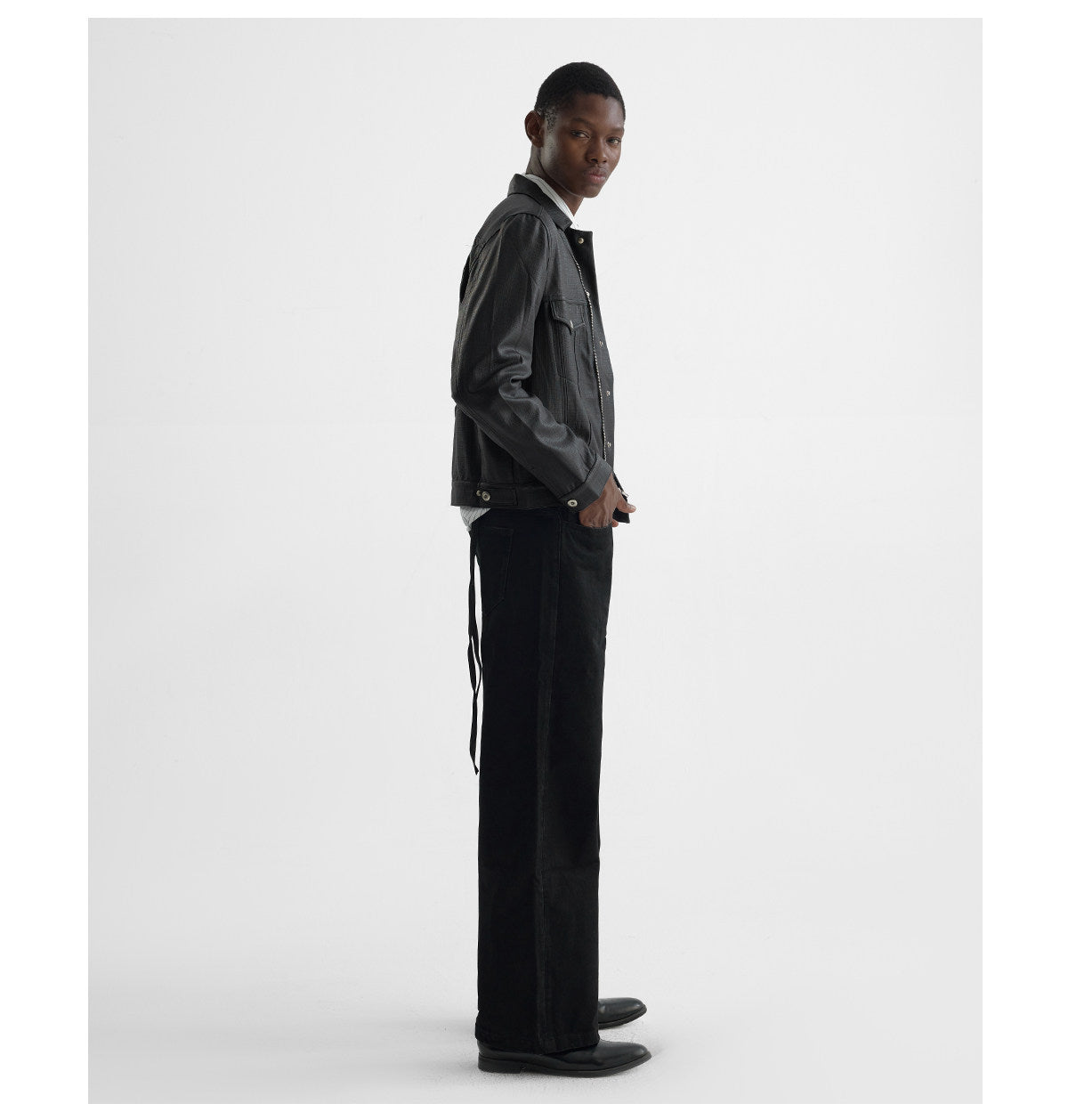 Coated Short Biker Jacket