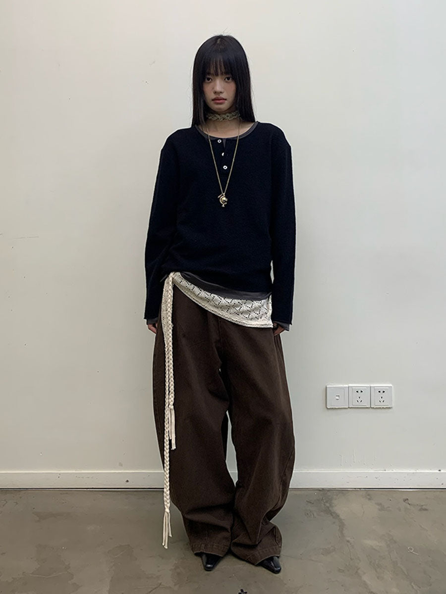 Scimitar Cut Wide Casual Pants