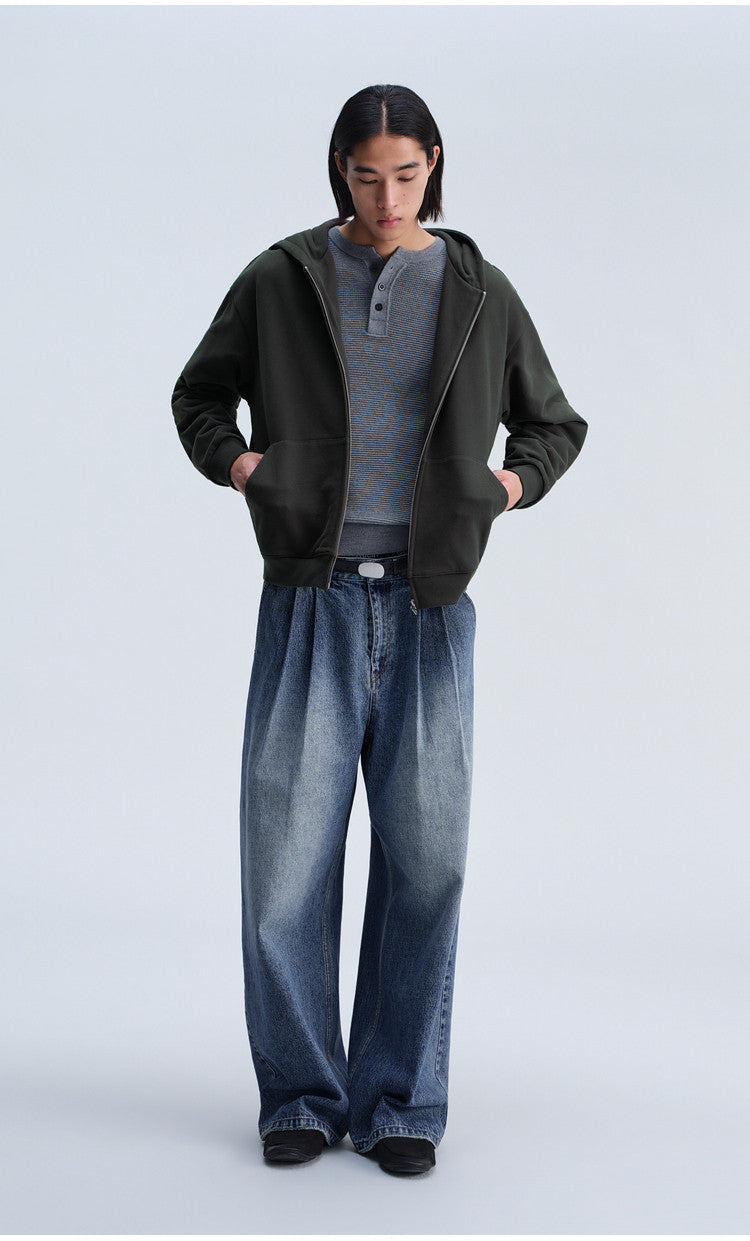 Short-Sleeve Hooded Zip-Up Sweatshirt