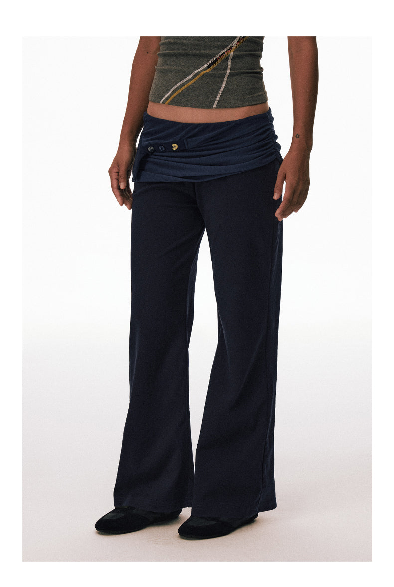 Low-Rise Faux Two-Piece Casual Pants