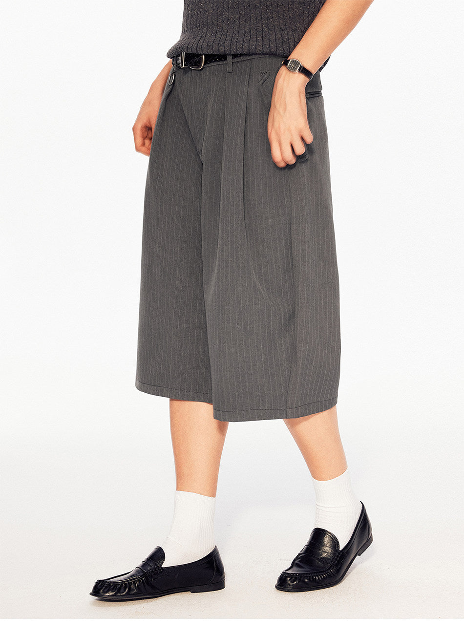 Striped Pleated Shorts