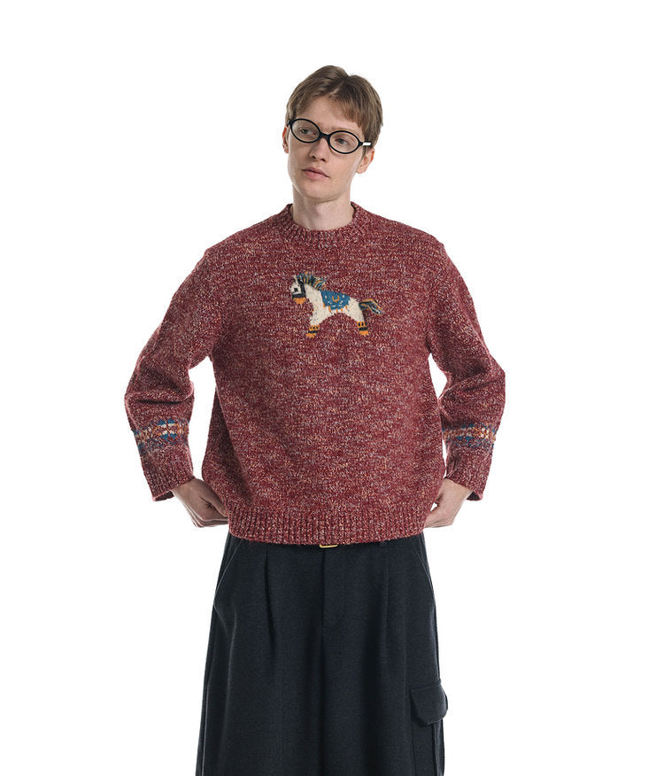 Unisex Tassel Jacquard Pony Sweater