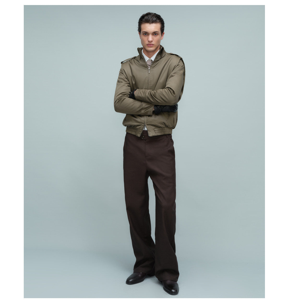 Silk-Look Faux Lapel Jacket with Epaulets