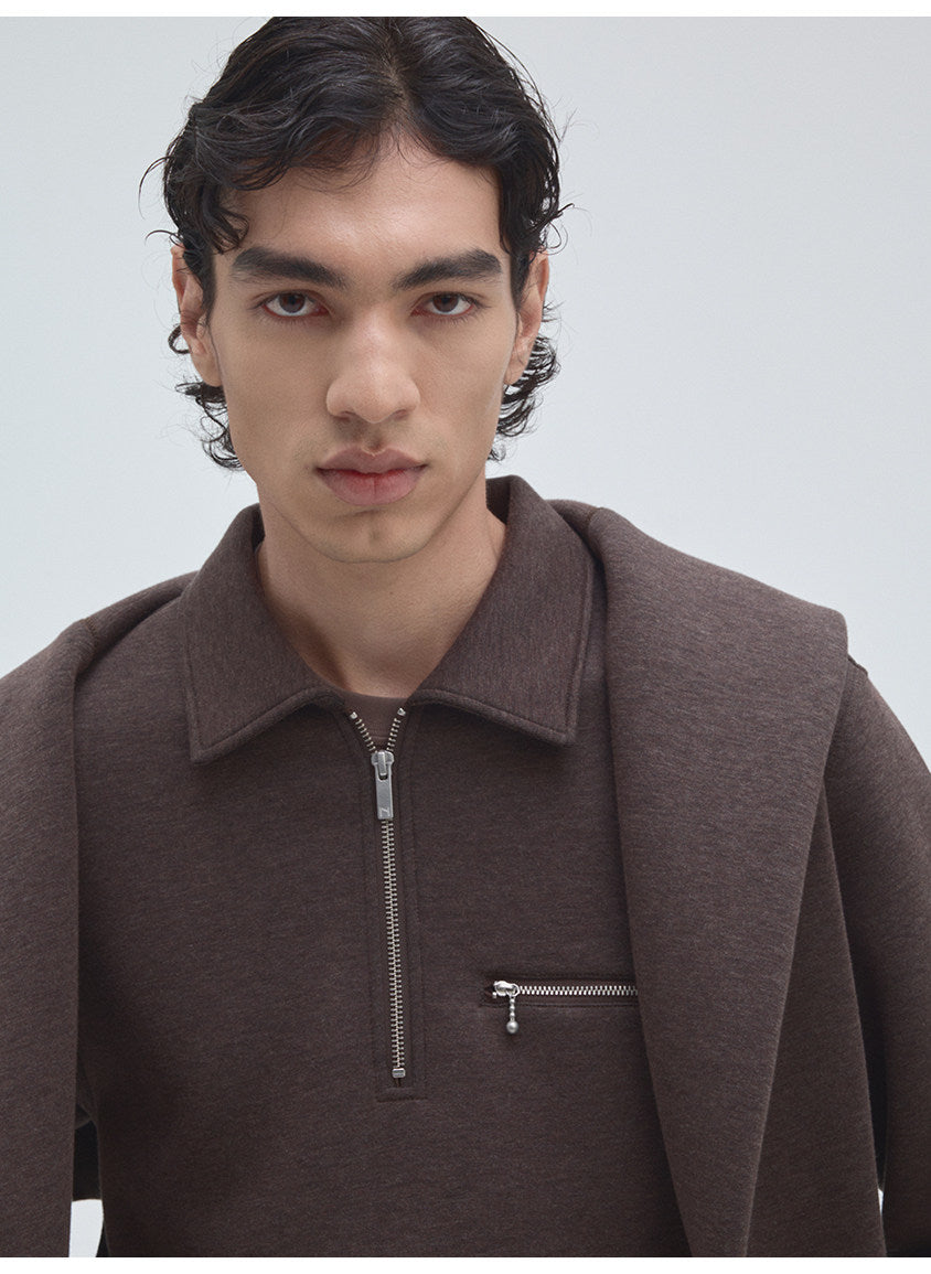 Half-Zip Pullover Sweatshirt with Pockets