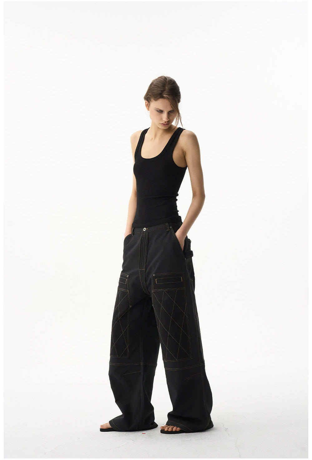 Color Block Quilted Casual Pants