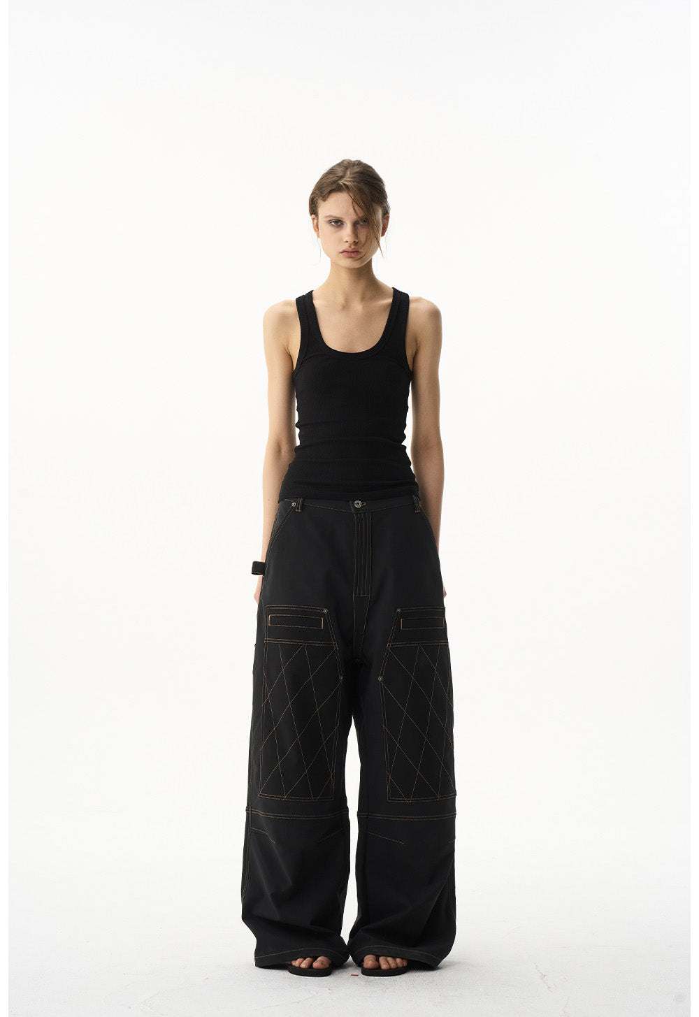 Color Block Quilted Casual Pants