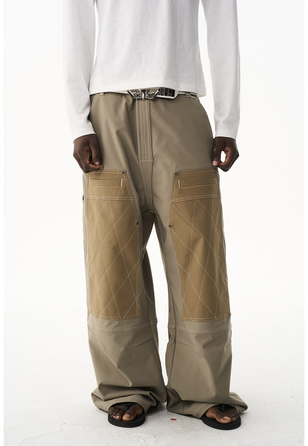 Color Block Quilted Casual Pants