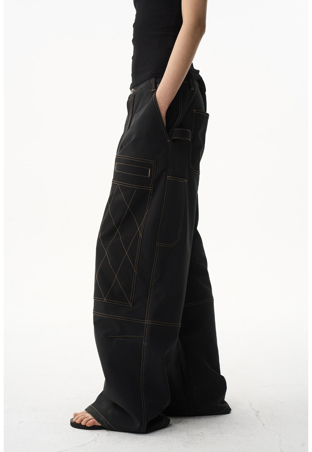 Color Block Quilted Casual Pants