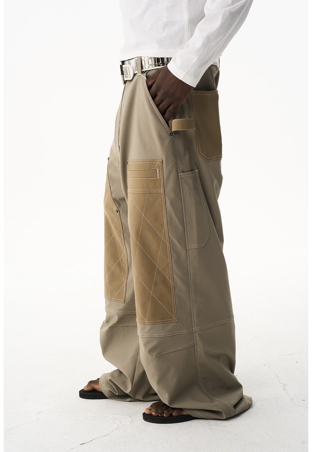 Color Block Quilted Casual Pants