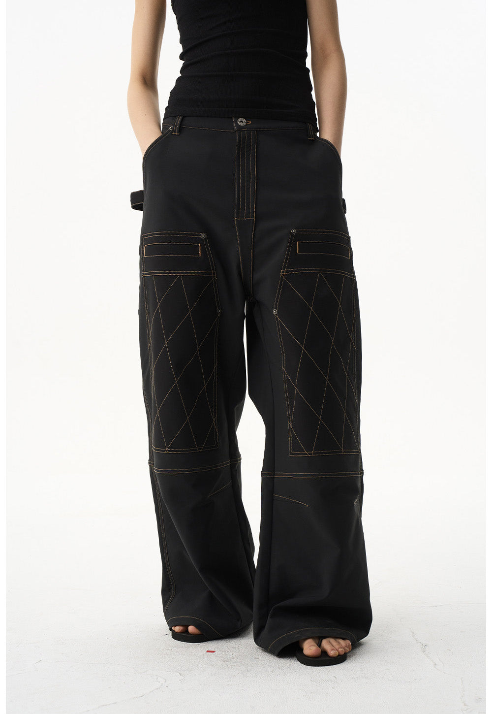 Color Block Quilted Casual Pants