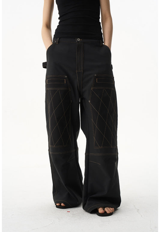 Color Block Quilted Casual Pants