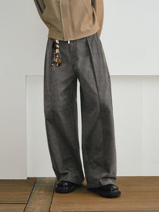 Three-dimensional pleats loose-fitting casual pants