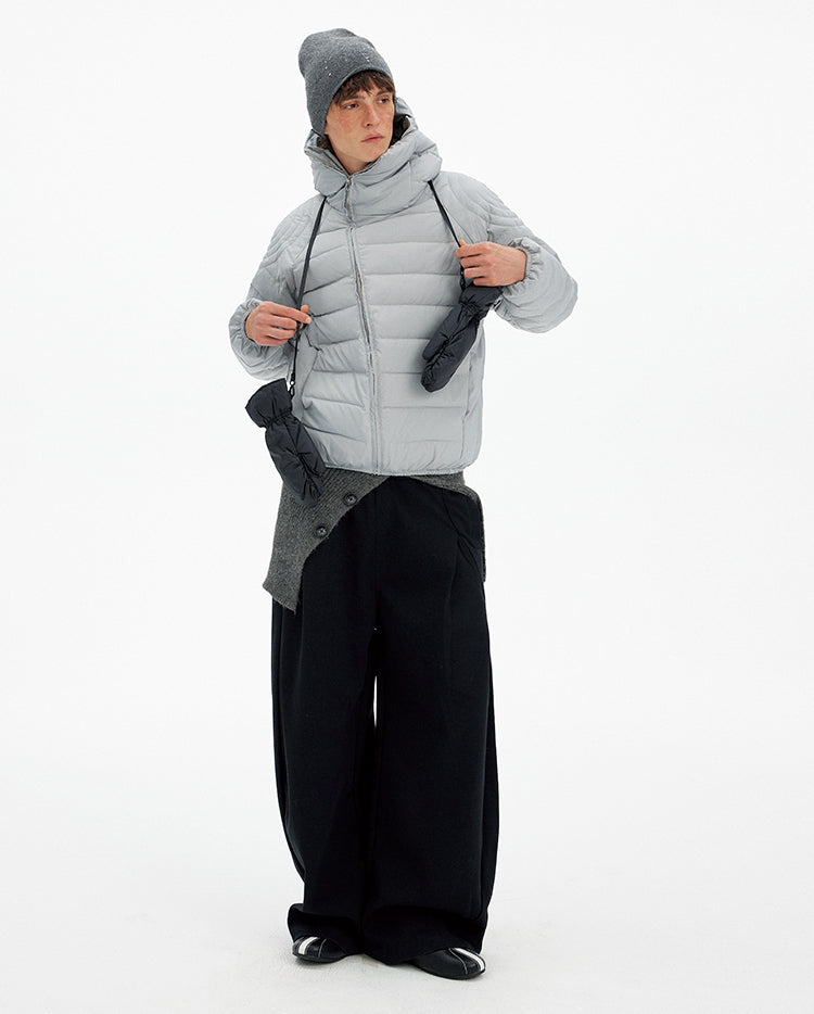 Unisex Diagonal Zipper Down Jacket