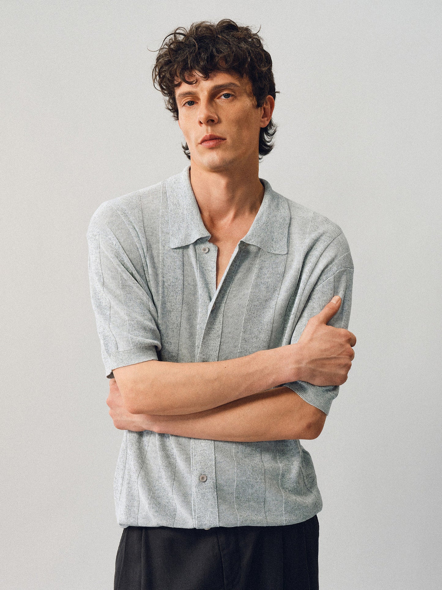 Linen-style button-down shirt