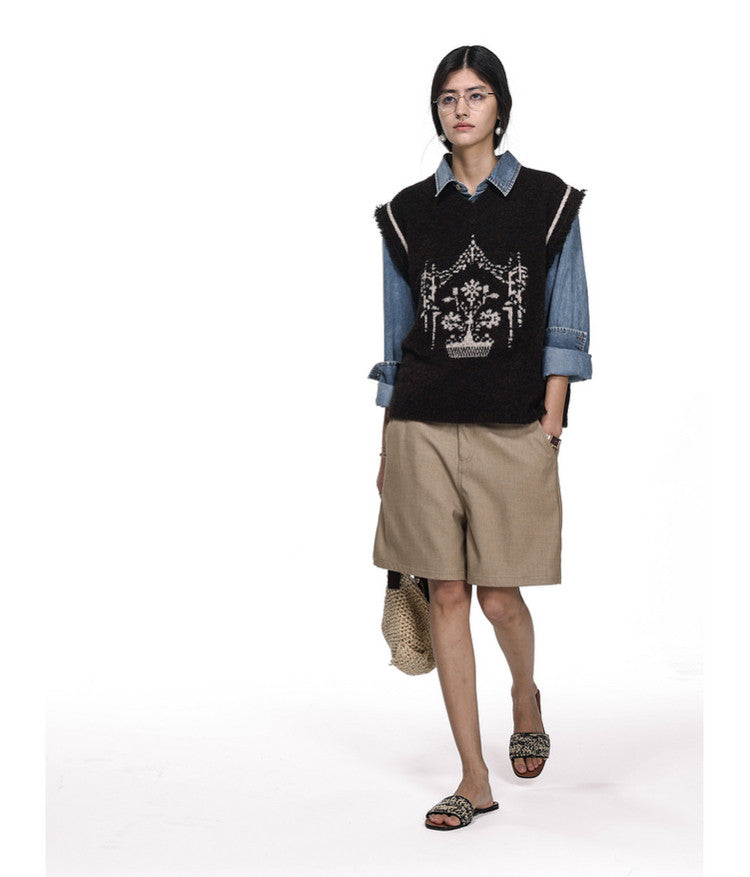 Jacquard Tassel Vest