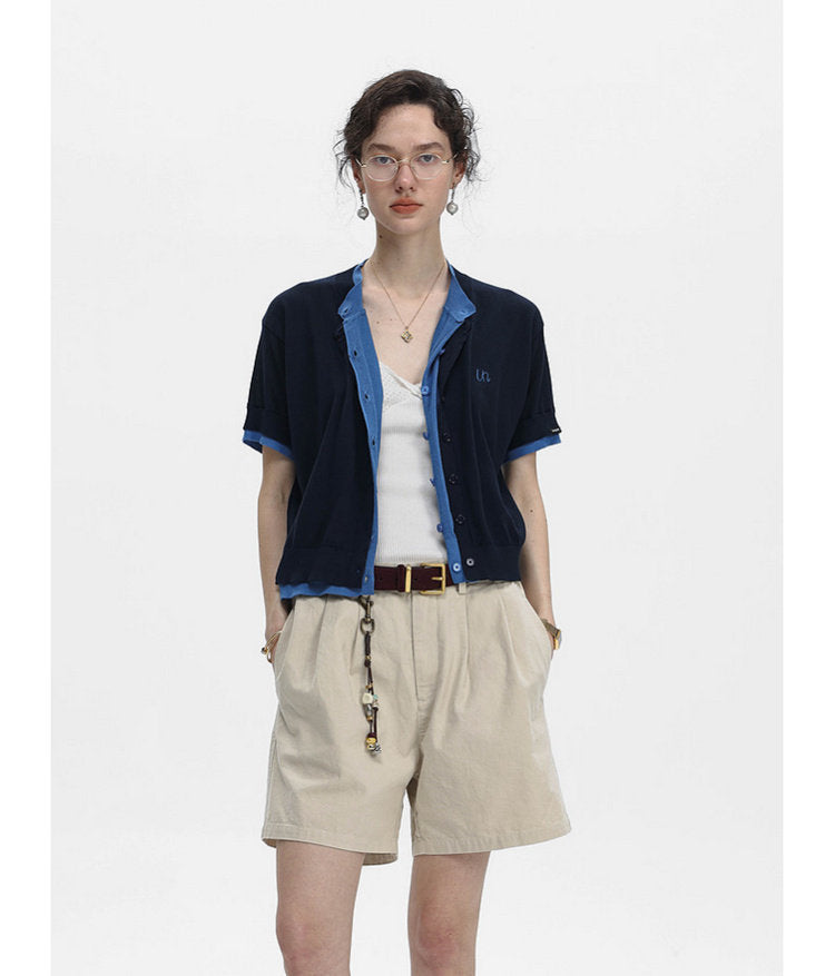 Faux Two-Piece Knit Cardigan