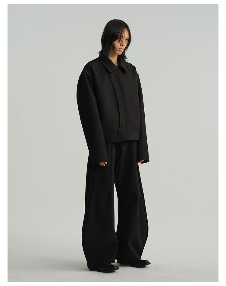 Three-dimensional cut wide-leg pants