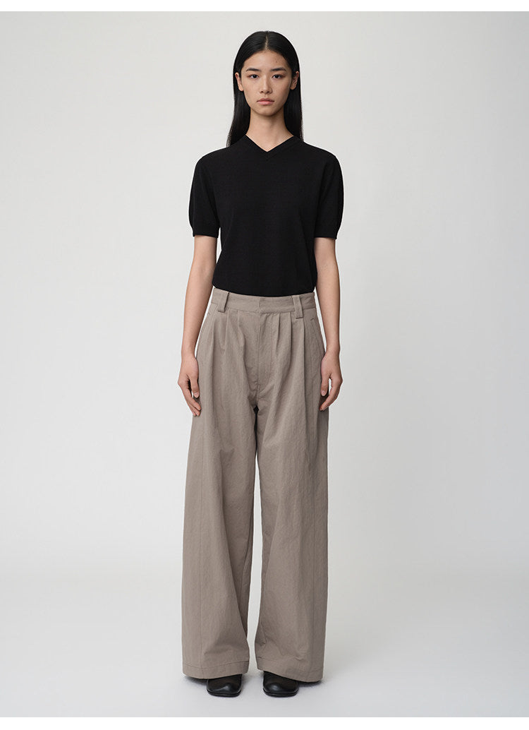 3D Cut A-Line Wide-Leg Pants