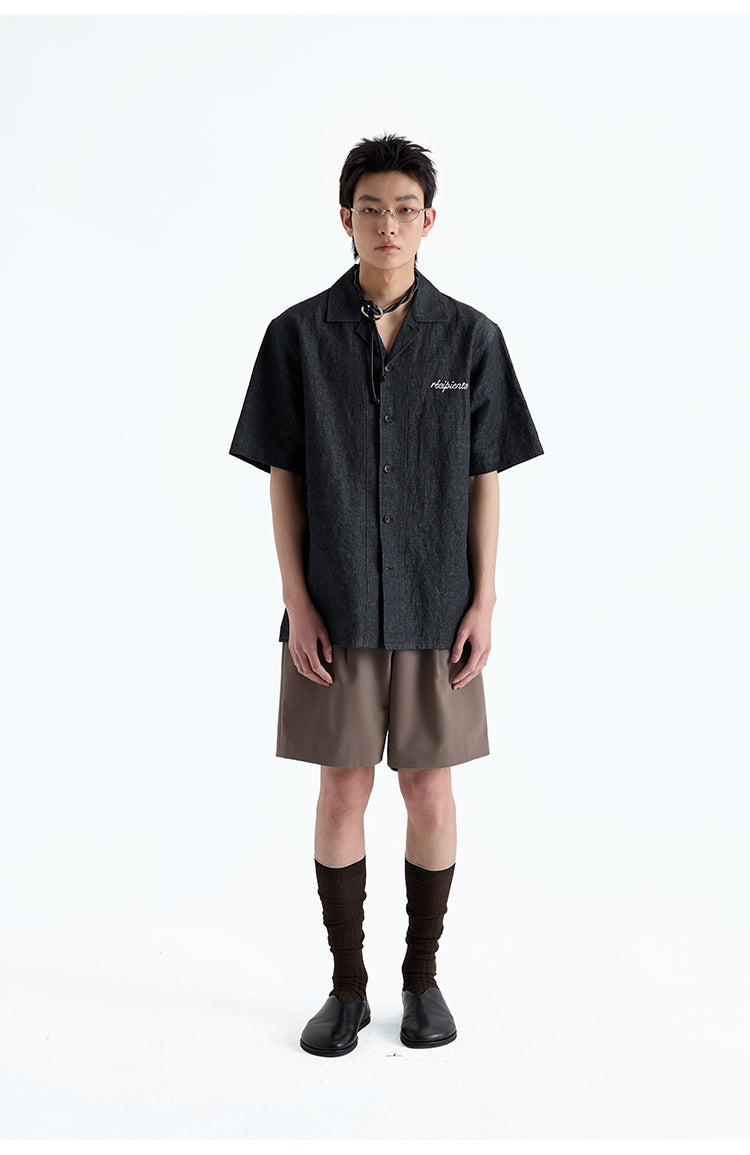 Denim dyed Cuba collar shirt