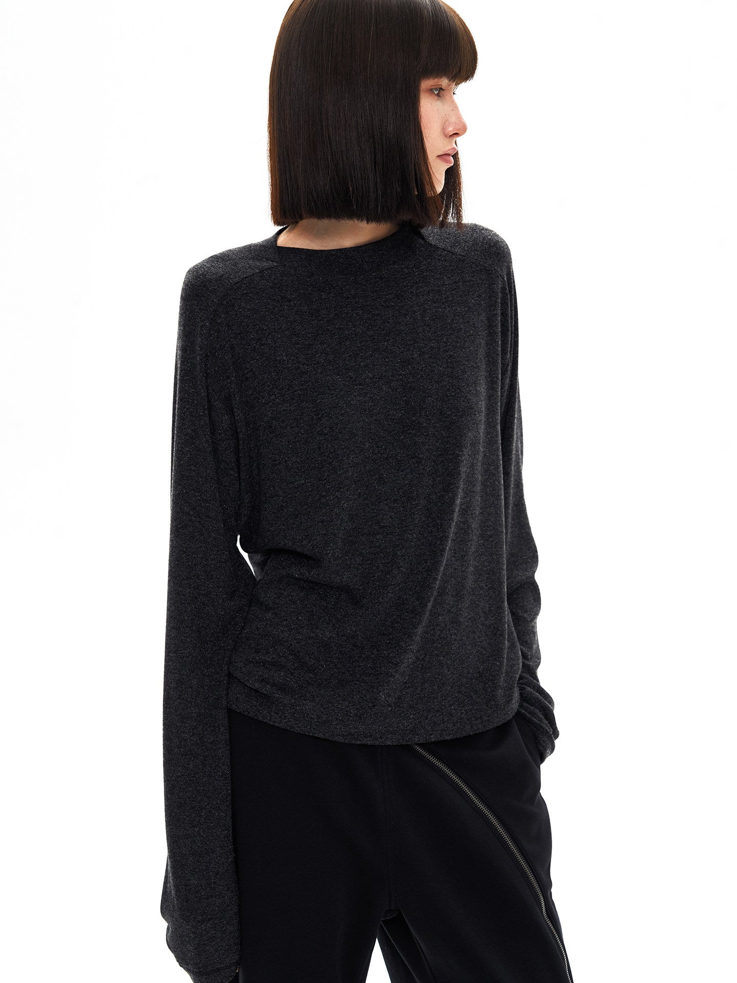 Raglan Sleeve Deconstructed Neck T-Shirt