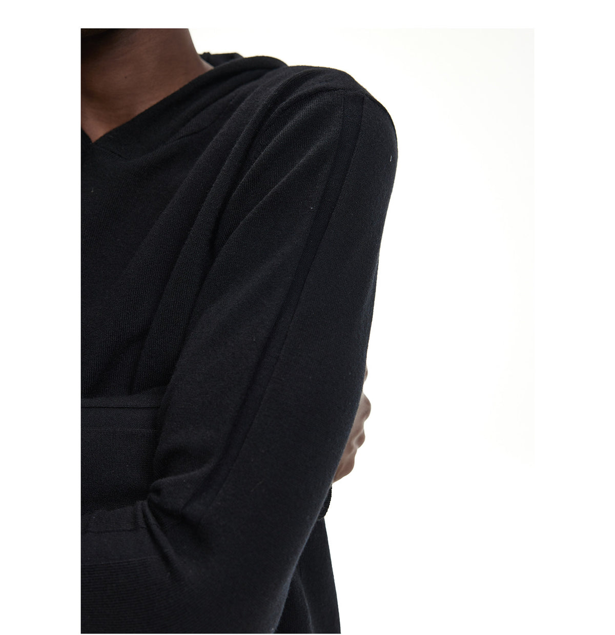 Knit Hoodie with Micro-Flared Cuffs and a Hood
