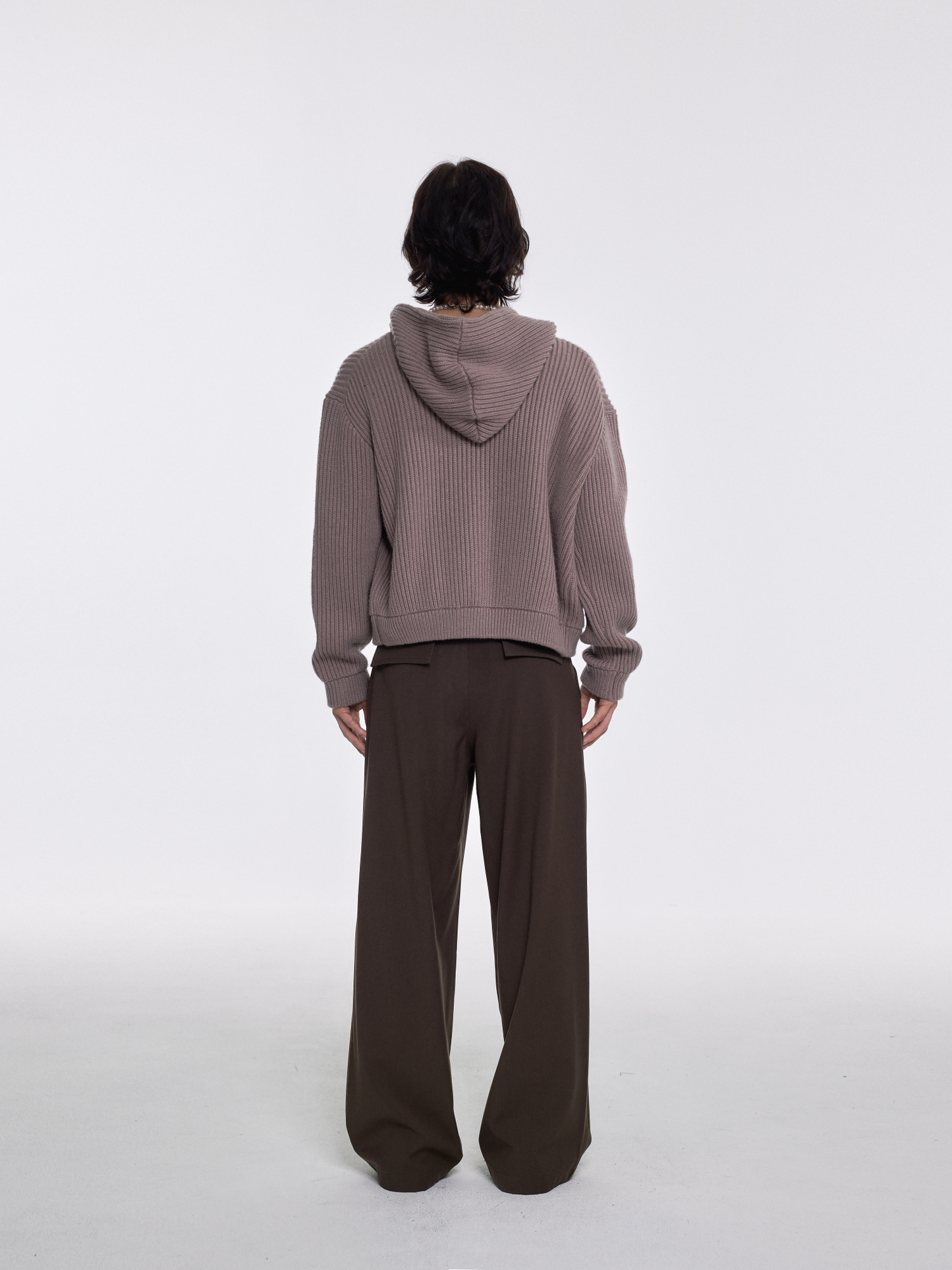 Three-dimensional mid-line wool casual pants