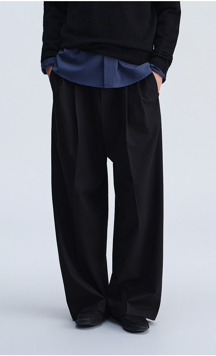 Vintage-Cut Drape Blend Casual Pants