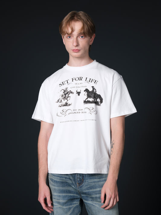 Commemorative print cotton T-shirt