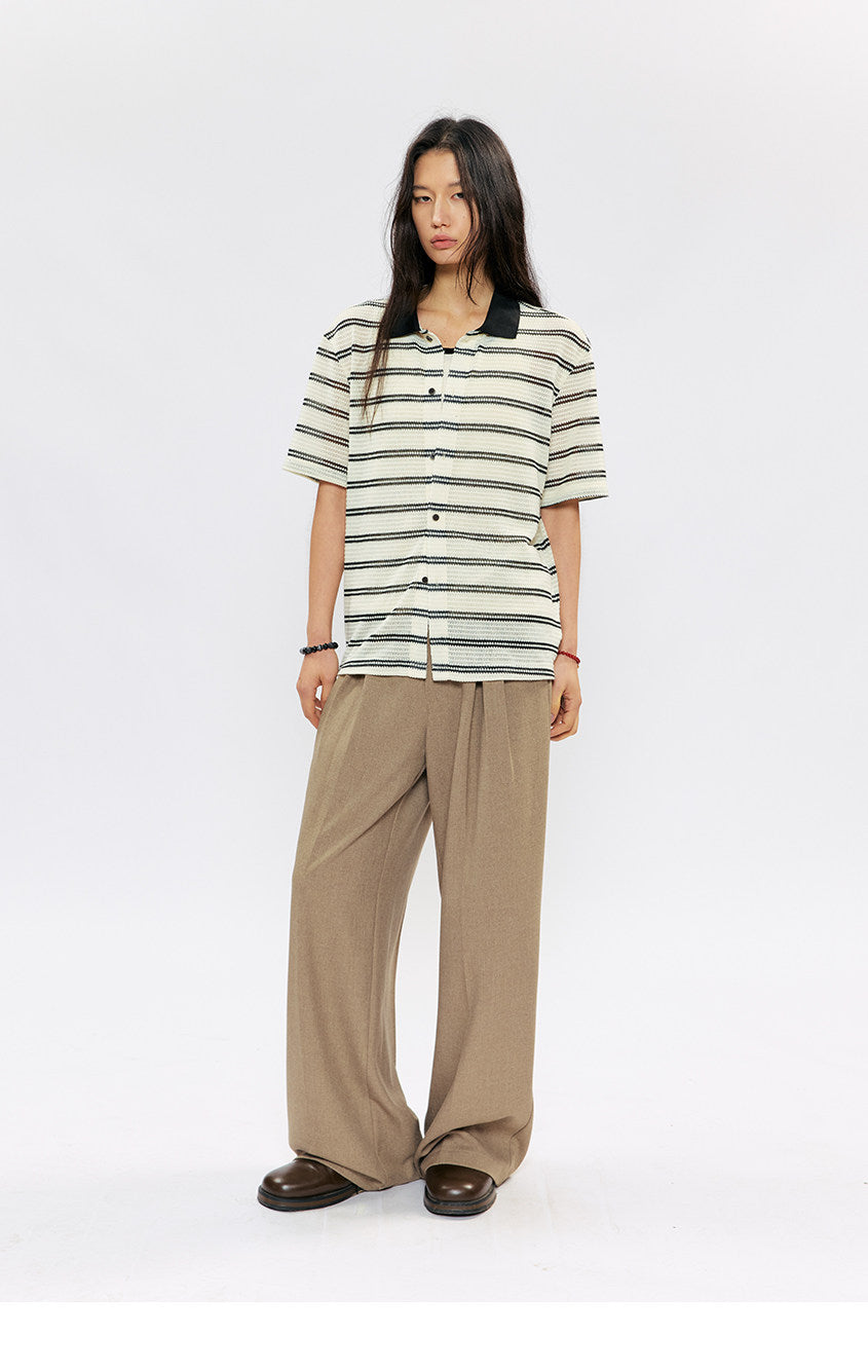 Suspender Buckle Pleated Casual Pants