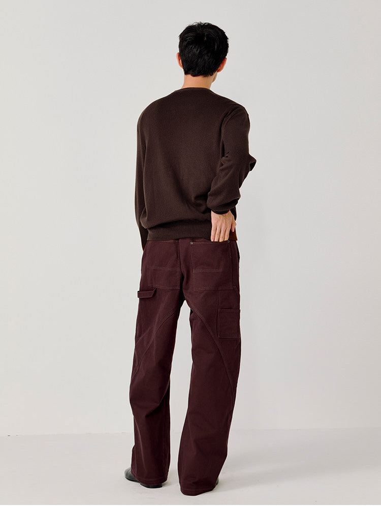 Logo Leather Label Loose-Fit Sweater