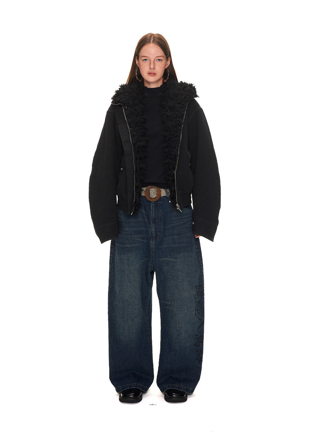 Faux Lambswool Collar Jacket