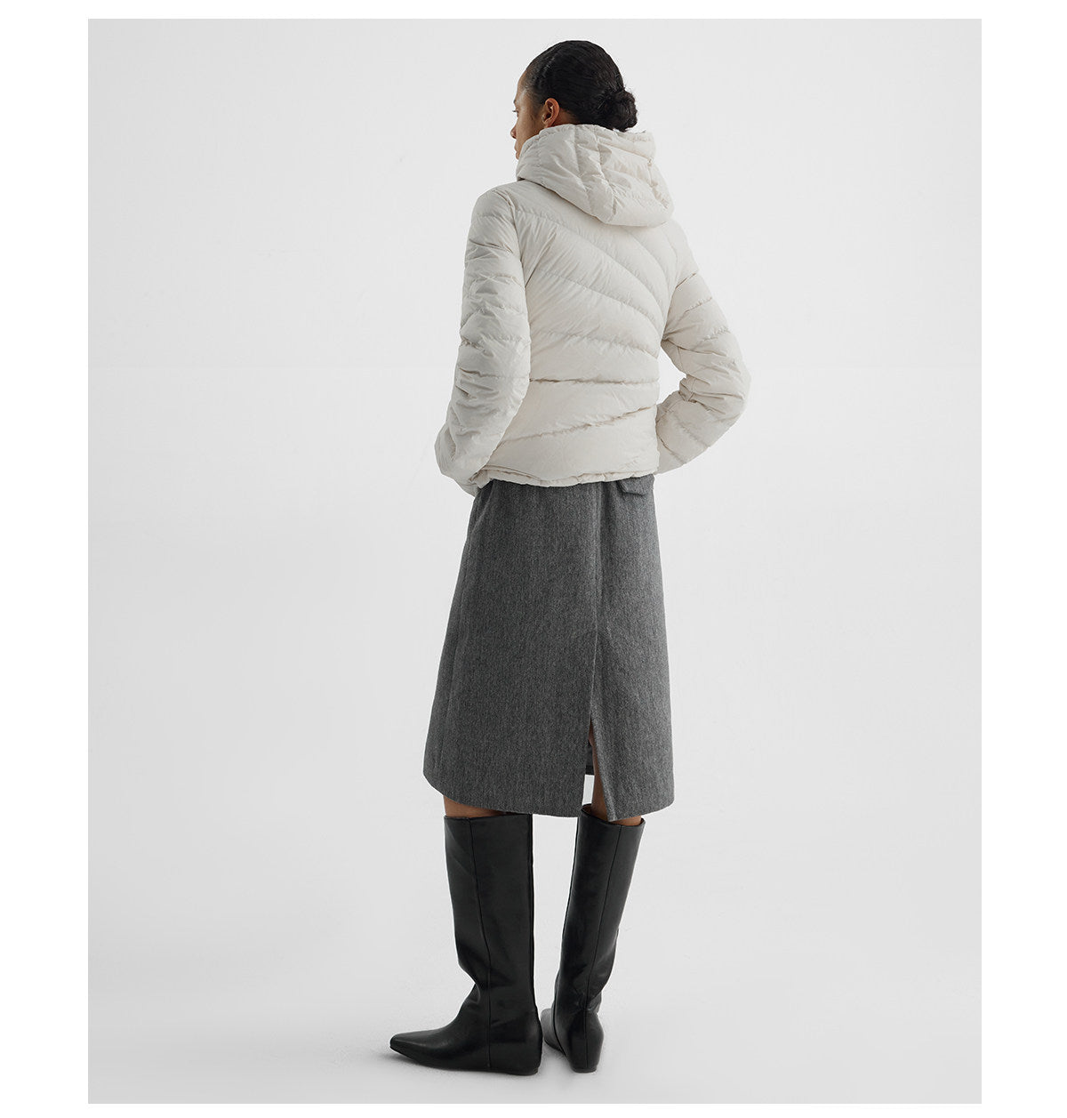 Embossed Straight-Line Quilted Down Jacket