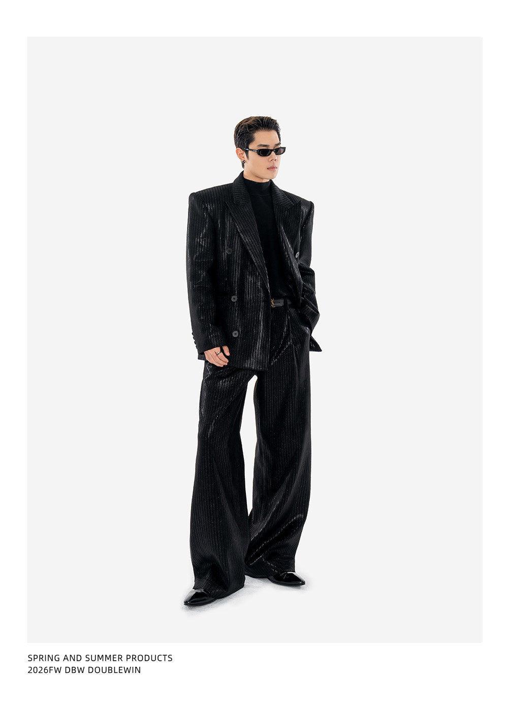 Suede and Velvet Striped Suit