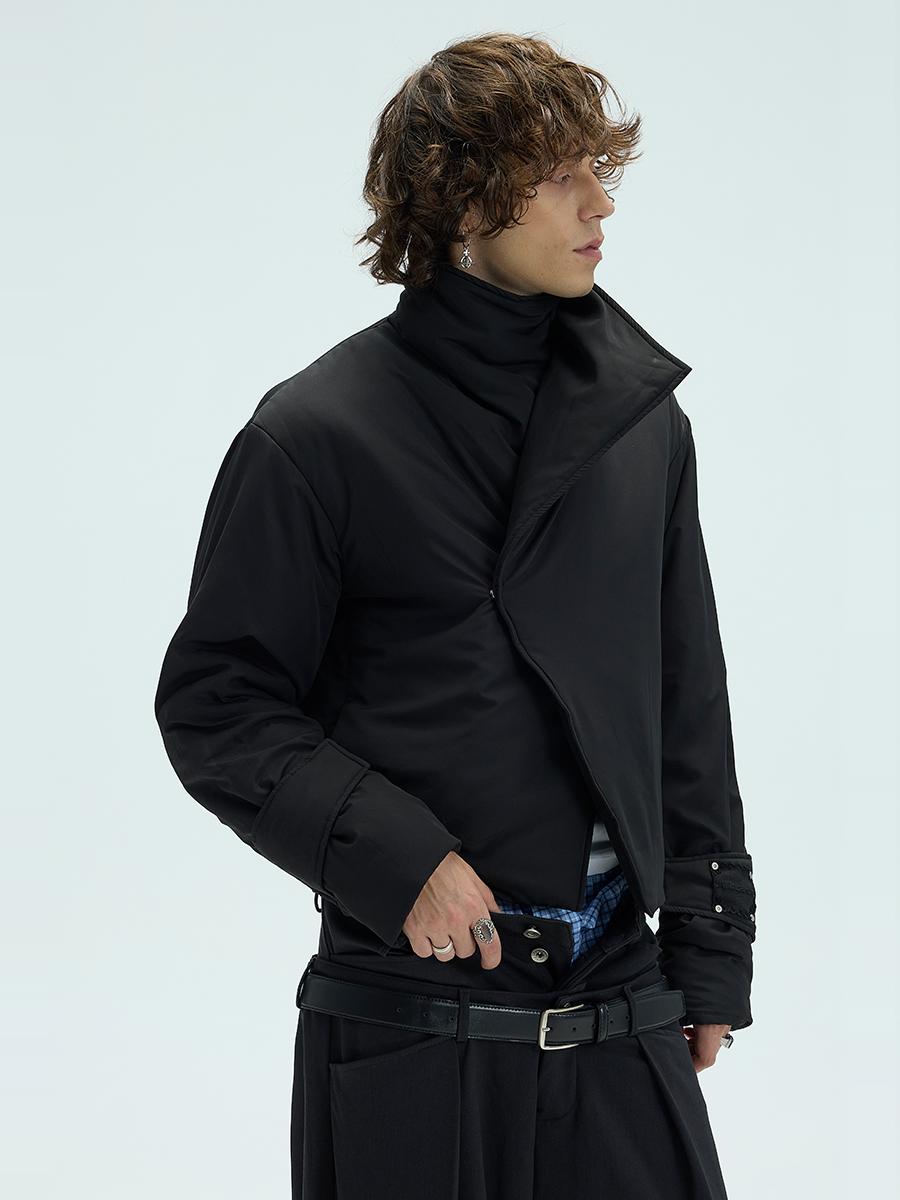 High Neck Imitation Down Short Jacket