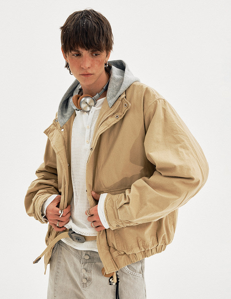 Patchwork Faux Two-Piece Thick Jacket