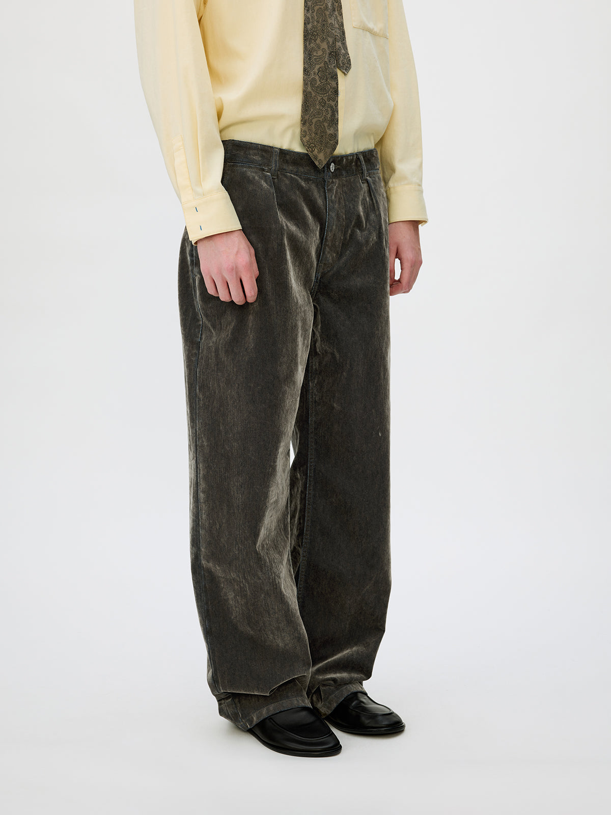 Adjustable Button Flock Denim Pants