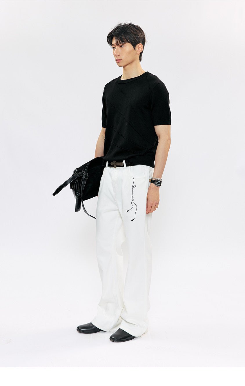 Casual Straight-Leg Embroidered Jeans
