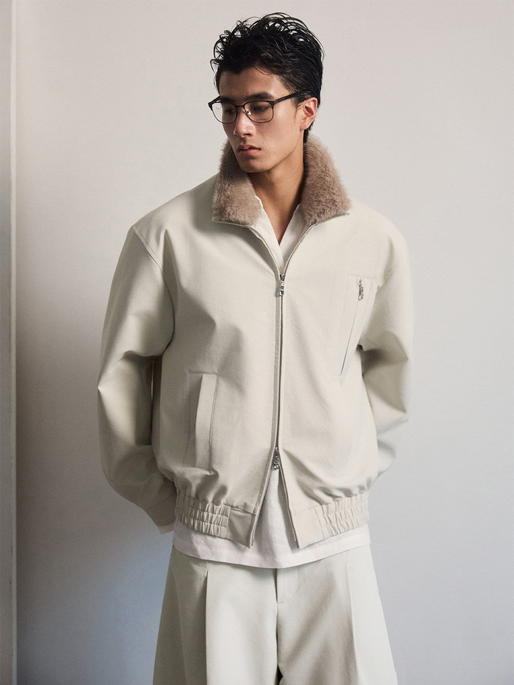 Detachable fur collar jacket